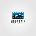 Film tape logo landscape of mountain vector illustration design