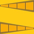 Film tape on yellow cimena background, stock vector illustration Royalty Free Stock Photo