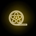 Film theatre icon in yellow neon style. Element of theatre illustration vector. Signs and symbols icon for websites, web design,