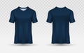 Professional navy blue t-shirt mockup â blank front & back isolated for corporate uniforms or luxury streetwear Royalty Free Stock Photo