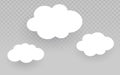 Set of three white cartoon clouds with shadows for cute weather graphics, children\'s designs, and playful sky illustrations Royalty Free Stock Photo