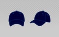 Realistic blank baseball cap mock-up in two front views. Perfect for apparel branding, sports, or clothing designs. Royalty Free Stock Photo