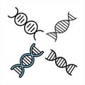 DNA helix line art in black and blue showing genetics and science concept Royalty Free Stock Photo