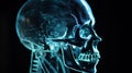 Film x-ray skull and cervical spine lateral view. Medicine radiology background. Generative AI