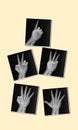 Film xray x-ray or radiograph of a hand and fingers showing the numbers one through five 1-5. One, two, three, four five in Royalty Free Stock Photo