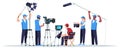 Filming crew semi flat RGB color vector illustration