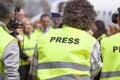 Filming an event with a video camera. News conference. Royalty Free Stock Photo