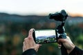 Filming with a gimbal and a mobile phone