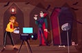 Filming movie about vampire cartoon vector concept