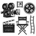 Filmmaker, director equipment vector objects set