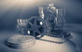 Filmmaking concept scene. 3D illustration. Royalty Free Stock Photo