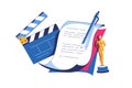 Movie script, filmmaking and cinematography Royalty Free Stock Photo