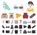 Films and cinema cartoon, black icons in set collection for design.Movies and Attributes vector symbol stock web