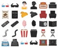 Films and cinema cartoon,black icons in set collection for design.Movies and Attributes vector symbol stock web