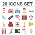 Films and cinema cartoon icons in set collection for design.Movies and Attributes vector symbol stock web illustration.