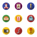 Films and cinema set icons in flat style. Big collection of films and cinema vector symbol stock illustration