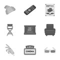 Films and cinema set icons in monochrome style. Big collection of films and cinema