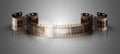 Filmstrip on a gray background Royalty Free Stock Photo