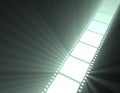 Filmstrip movie glowing light flare