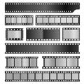 Filmstrips realistic set. Film or photograph frames, stripes, photo negative, projector, movie. Royalty Free Stock Photo