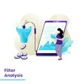 Filter Analysis website template design. Landing page Modern flat concept of web page design for website and mobile website Royalty Free Stock Photo