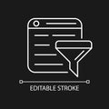 Filter bubble white linear icon for dark theme