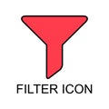 Filter button web shape icon, flat filtering symbol, funnel sign vector illustration