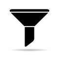 Filter button web shape shadow icon, filtering symbol, funnel sign vector illustration