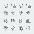Filter data icon set in outline style