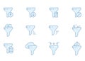 Filter data vector icon set in outline color style