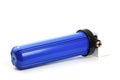 Filter flask blue, plastic for water purification. Isolated white background. Improve water quality from sources. household