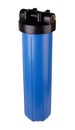 Filter flask blue, plastic for water purification. Isolated white background. To improve water quality from sources