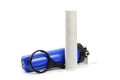 Filter flask with replaceable cartridge carbon filter and key- system for water treatment isolated - Image