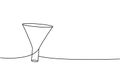 Filter funnel one line continuous drawing. Laboratory glass equipment continuous one line illustration. Vector