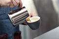 Filter holder filled with freshly ground coffee. Espresso accessory.