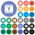 Filter movie round flat multi colored icons Royalty Free Stock Photo