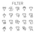 Filter related vector icon set