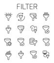 Filter related vector icon set