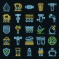 Filter water icons set vector neon