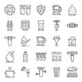 Filter water icons set, outline style