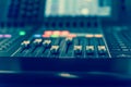 Filtered image colorful sound mixer control DJ turntable close-up Royalty Free Stock Photo