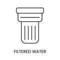 Filtered water line vector icon with editable stroke for placement on packaging