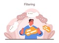 Filtering concept. Flat vector illustration