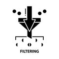 filtering icon, black vector sign with editable strokes, concept illustration Royalty Free Stock Photo