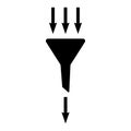 Filtering icon, vector watering can with filter and arrows