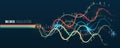 Filtering machine algorithms. Big data visualization. Information analytics concept. Sorting data. Vector Waves technology Royalty Free Stock Photo