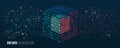Filtering machine algorithms. Cube Big data visualization. Information analytics concept. Sorting data. Vector technology Royalty Free Stock Photo