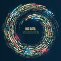 Filtering machine algorithms. Data stream in the form of an array of circles and binary code. Vector database background. Big data Royalty Free Stock Photo
