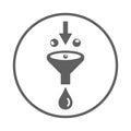 Filtering, process, separate icon. Gray vector sketch.