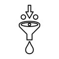 Filtering, process, separate outline icon. Line vector design.